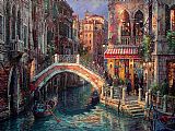 Cao Yong Famous Paintings - Venice Over the bridge